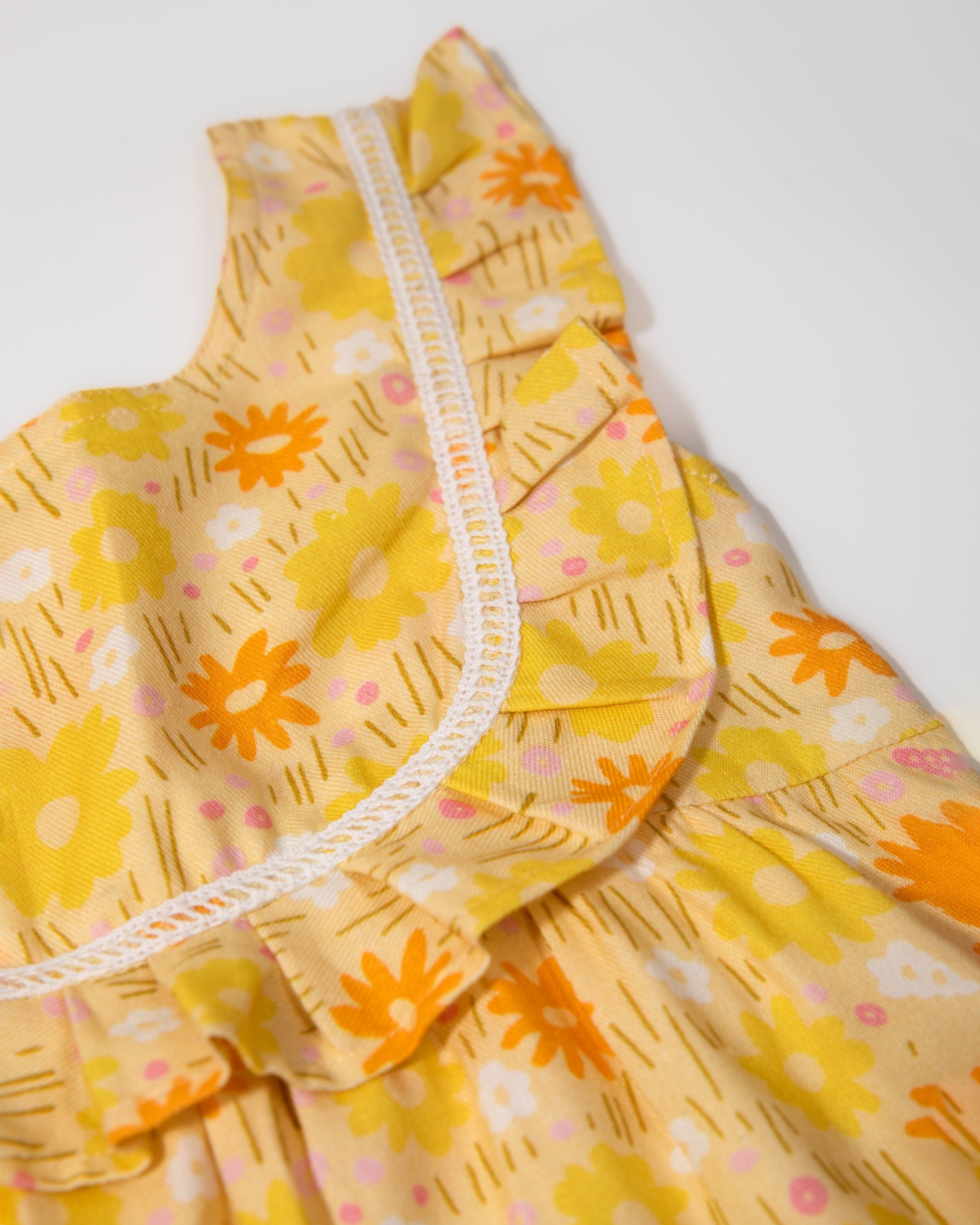 Bright Yellow Frill Bib Onesie