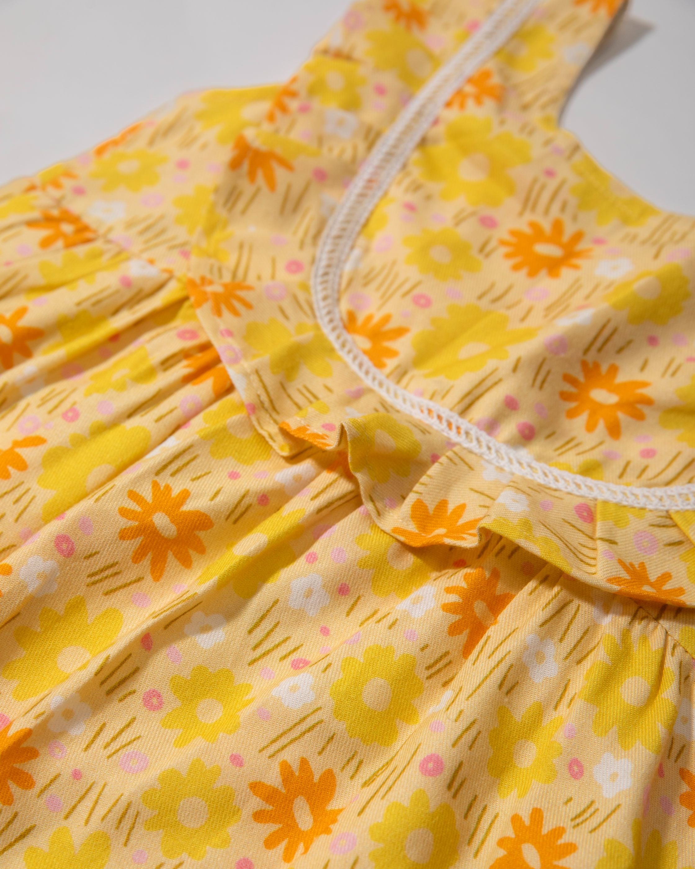 Bright Yellow Frill Bib Onesie