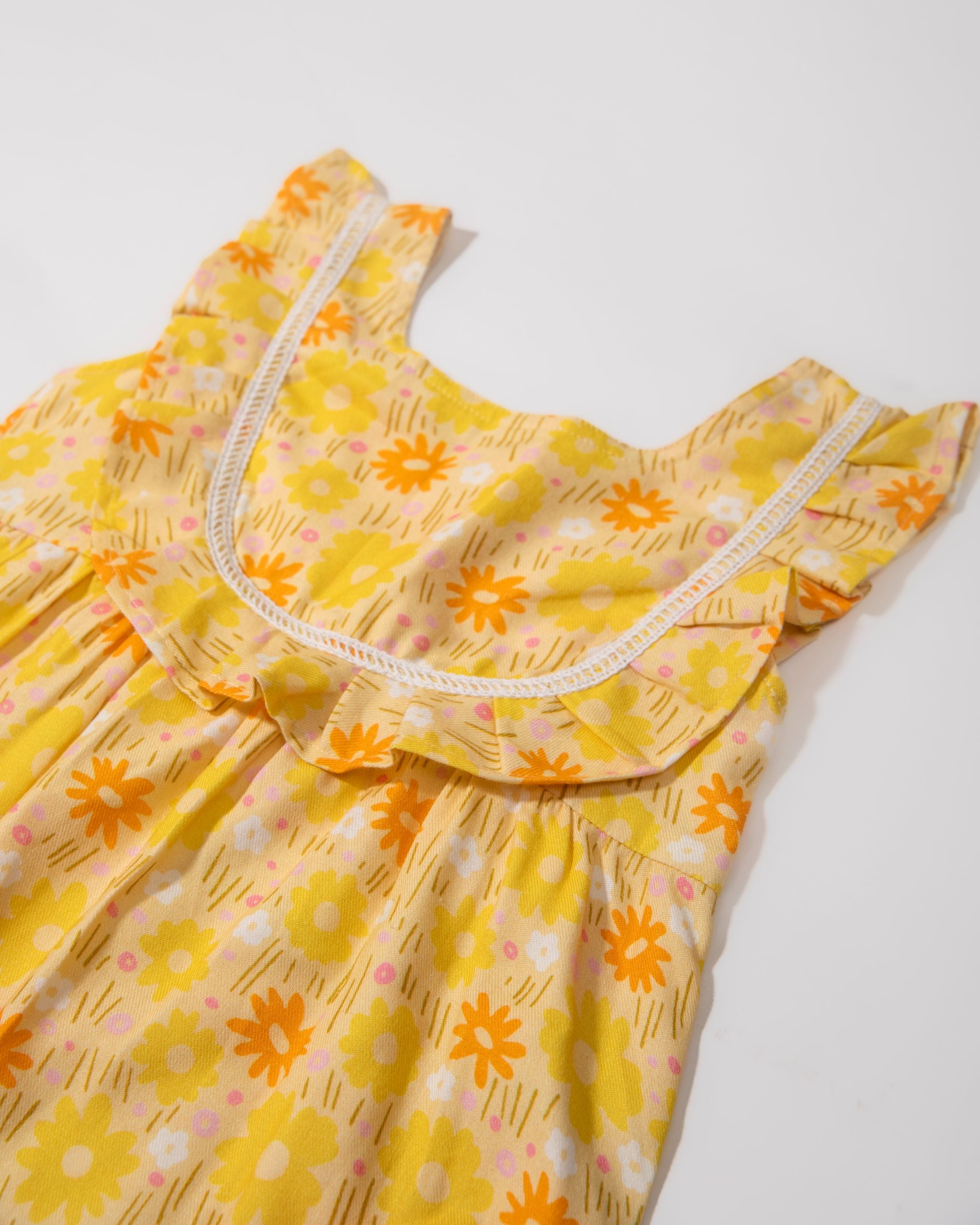 Bright Yellow Frill Bib Onesie