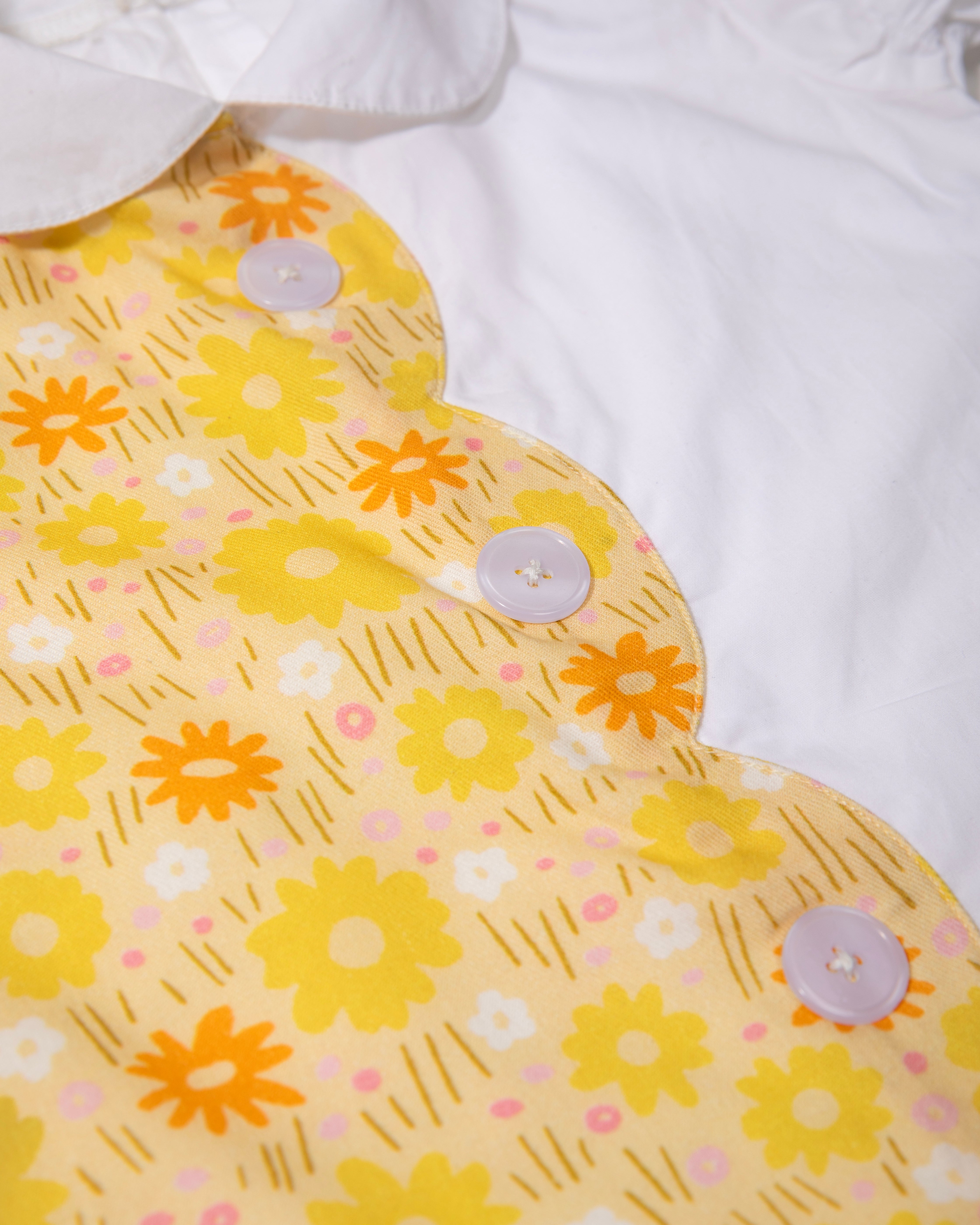 Girls Two-Tone Peter Pan Collar Dress – Soft Cotton, Scalloped Edges, Special Occasion Wear (0–8 Years)