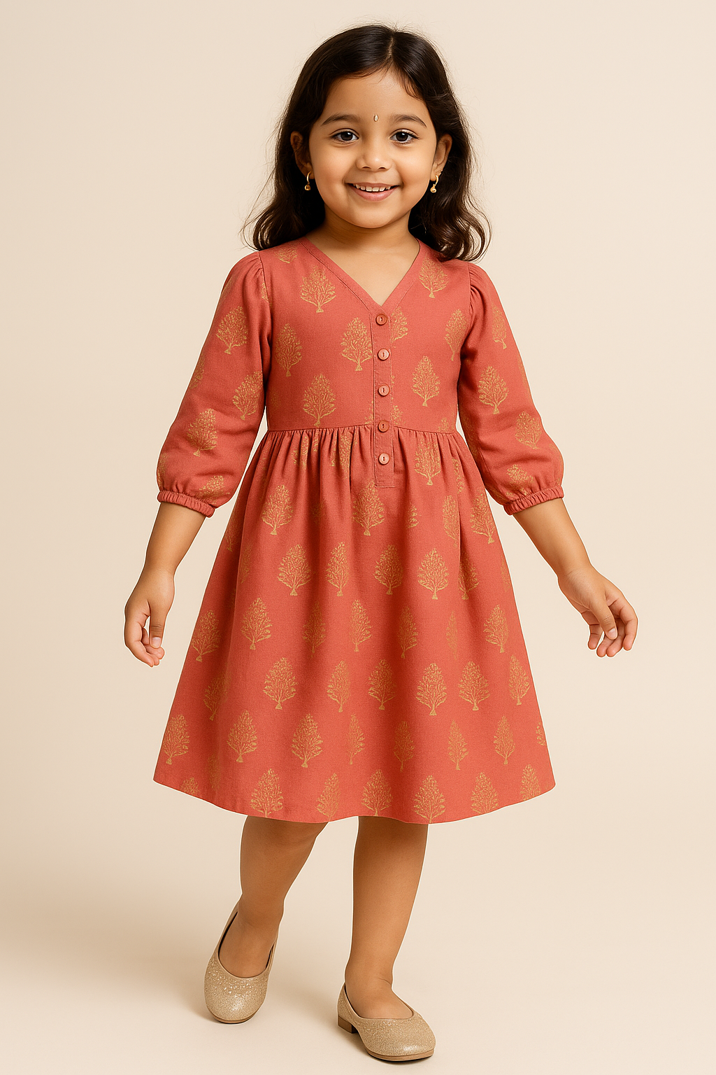 Red Folklore Dress – Girls | Half Balloon