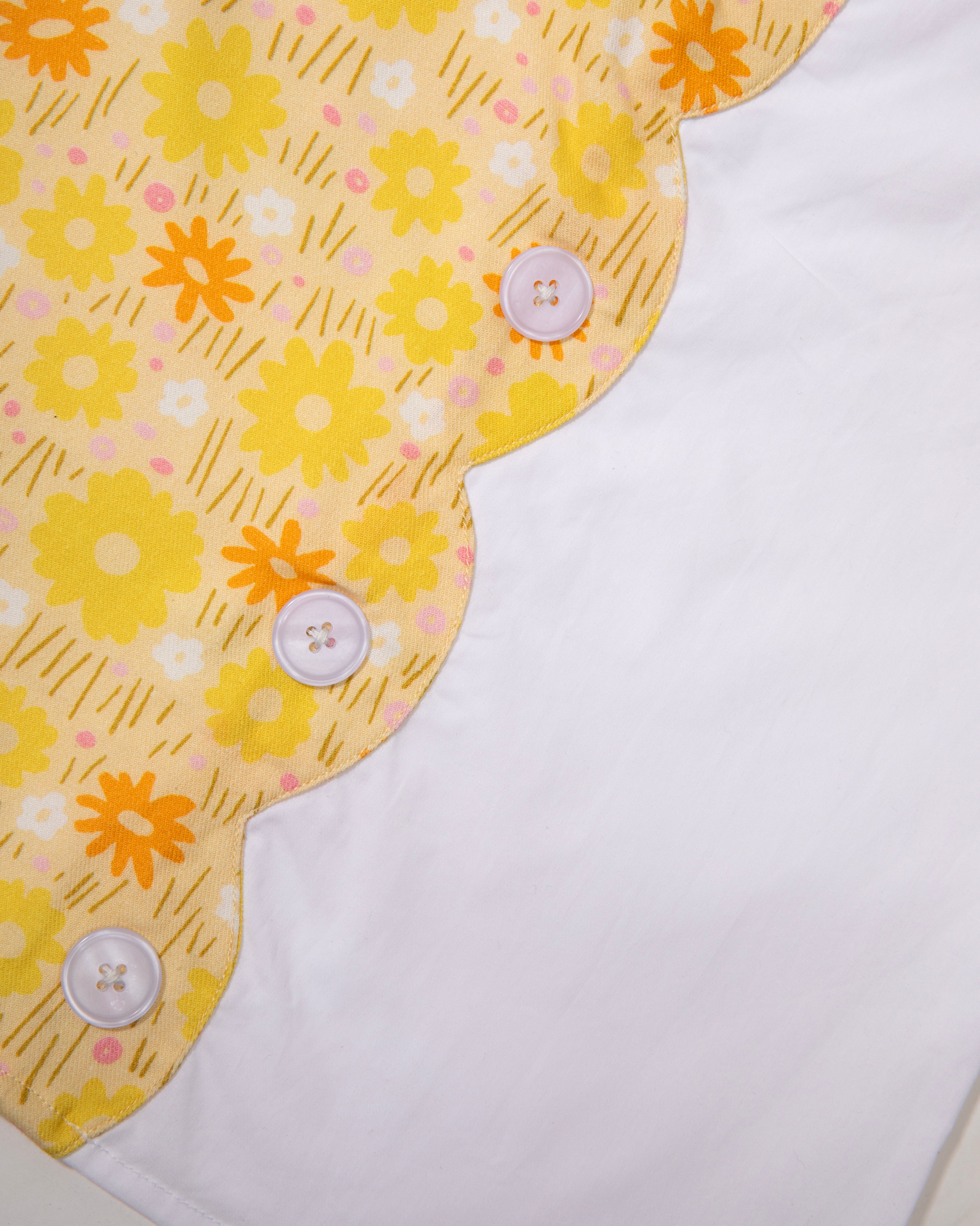 Girls Two-Tone Peter Pan Collar Dress – Soft Cotton, Scalloped Edges, Special Occasion Wear (0–8 Years)